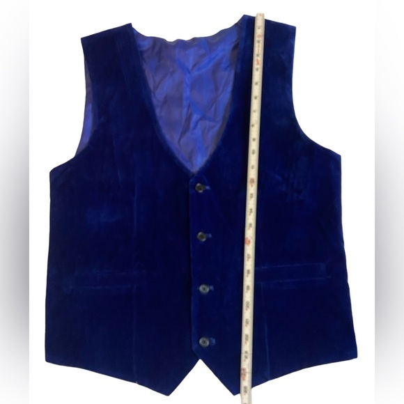Men’s Blue Suede Button-down Vest - Picture 11 of 14